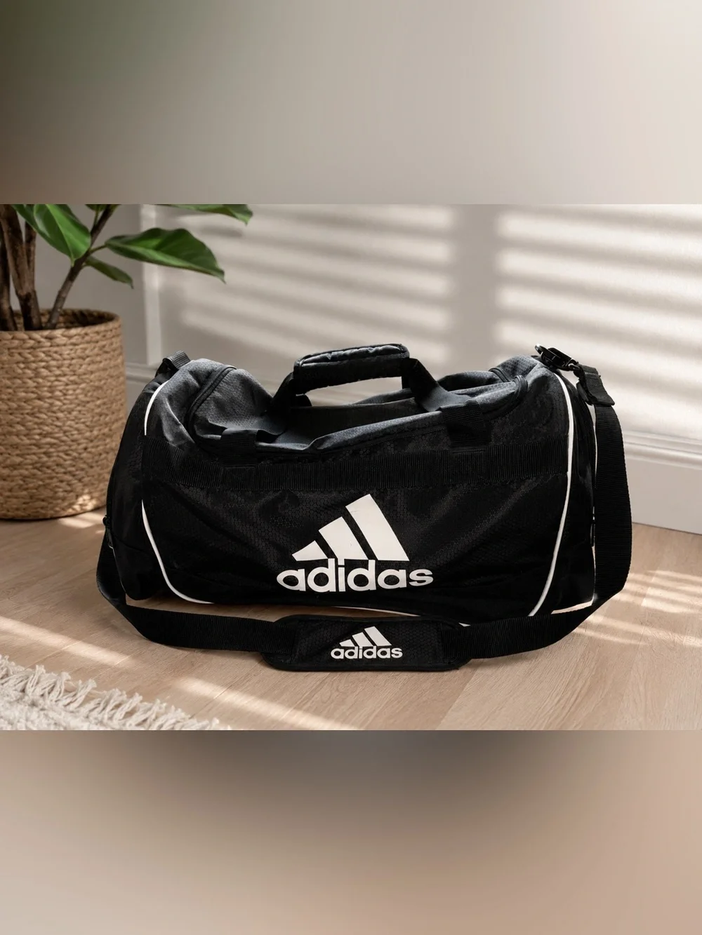 adidas black duffel duffle bag
